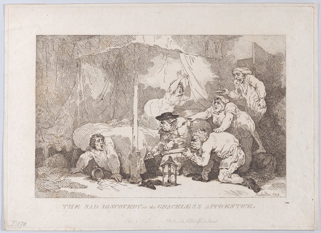 Smutný objev nemilostného učně od Thomas Rowlandson