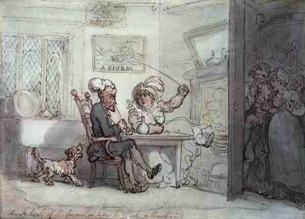 „Škola reformy, aneb jak vládnout manželovi“ (pero, akvarel a tužka na papíře) od Thomas Rowlandson
