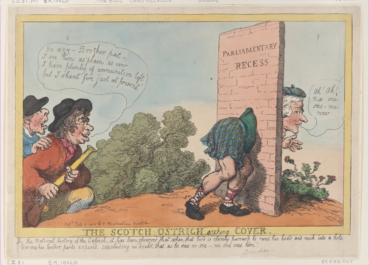 Obálka skotského hledání pštrosů, 8. července 1805, 8. července 1805. od Thomas Rowlandson
