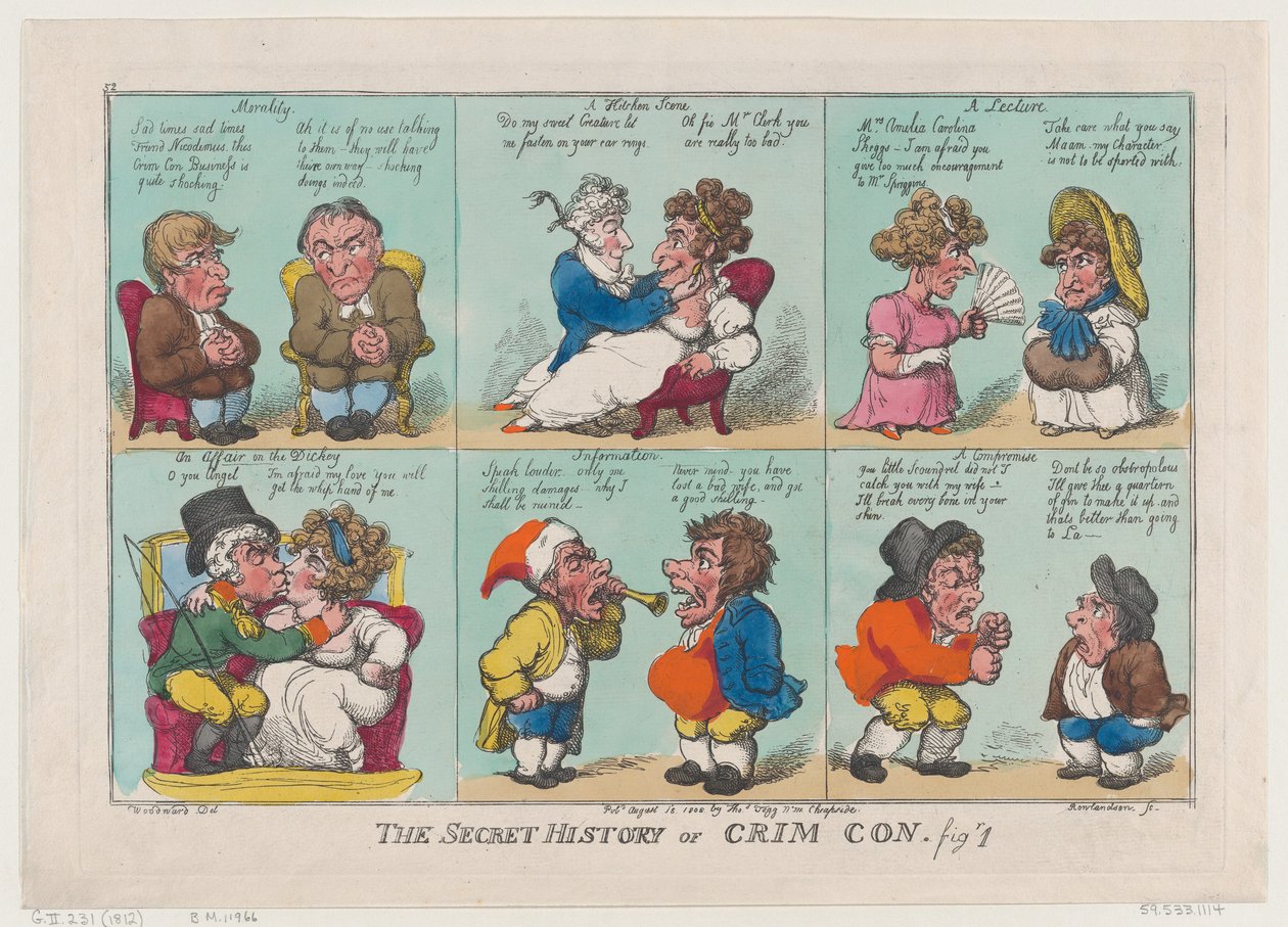Tajná historie Crim Con, obr. 1, 18. srpna 1808, 18. srpna 1808. od Thomas Rowlandson