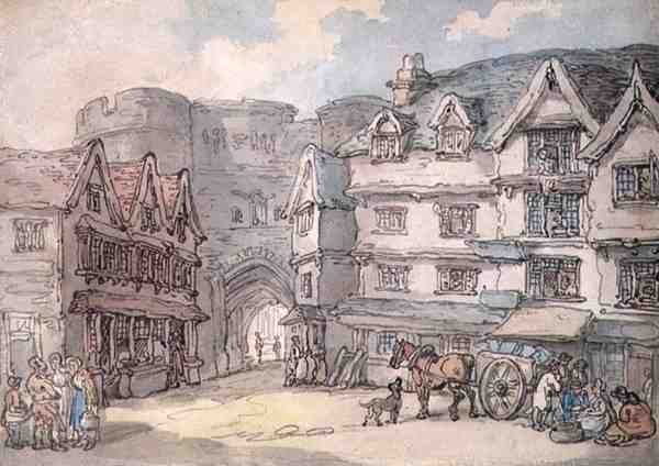 Jižní brána, Exeter (pero, akvarel a tužka na papíře) od Thomas Rowlandson