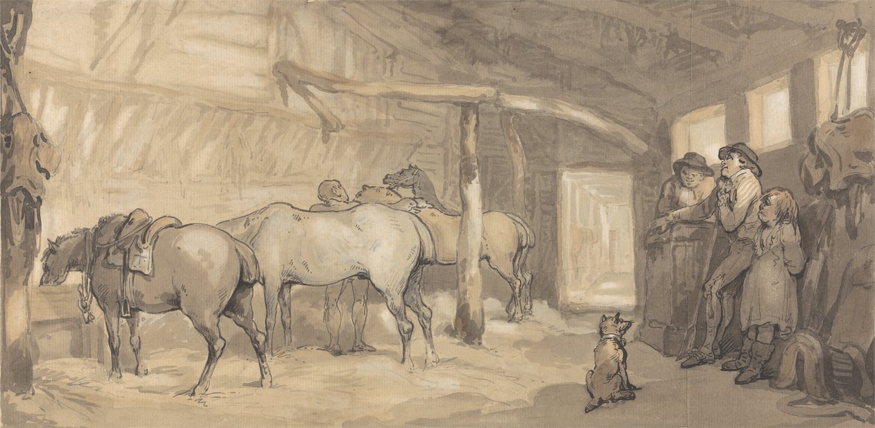 The Stable of an Inn, c.1790 (grafit & pero & inkoust & akvarel na papíře) od Thomas Rowlandson