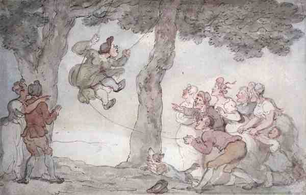 The Swing (inkoust, akvarel a tužka na papíře) od Thomas Rowlandson