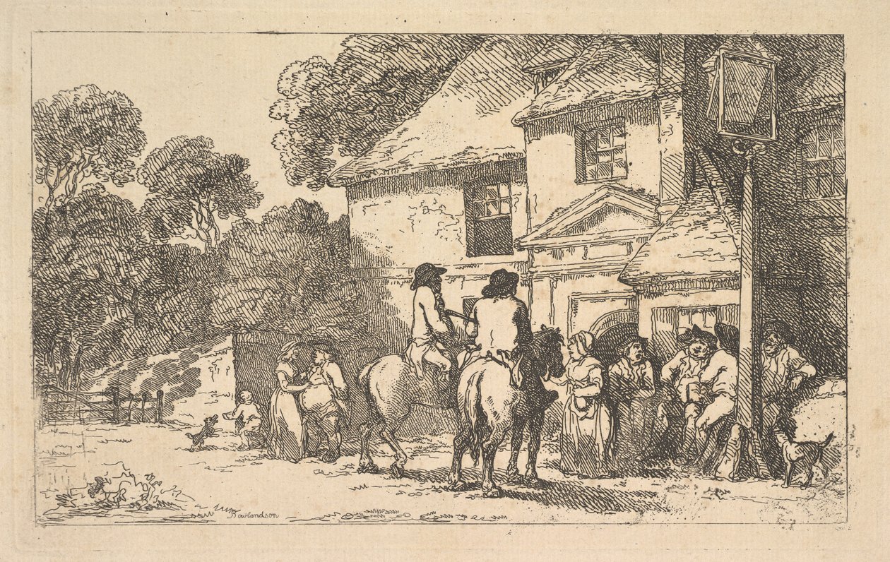 „The Three Horseshoes“, hostinec u silnice od Thomas Rowlandson