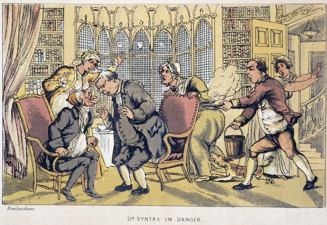 Konzultace – ve „“ třech cestách doktora Syntaxe: při hledání malebné útěchy a manželky“ od Williama Combe, nemocného. Rowlandson od Thomas Rowlandson
