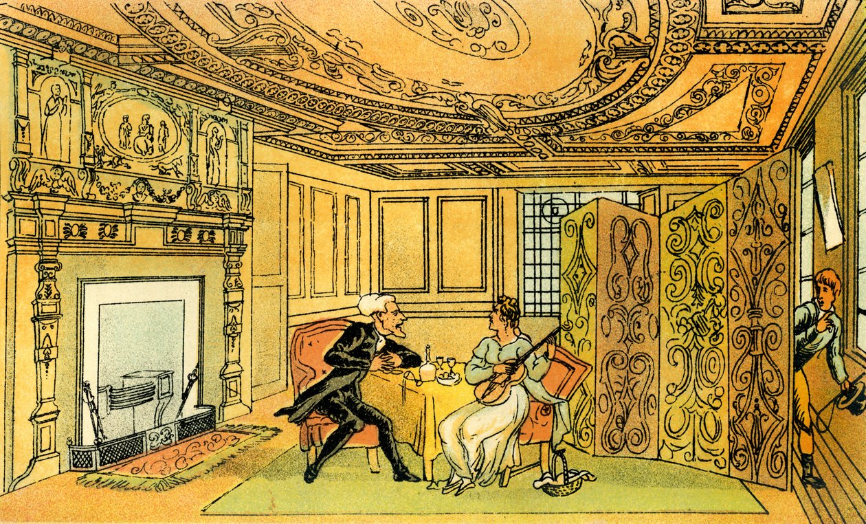 „Návštěva doktora Syntaxe u vdovy Hopeful“ od Thomas Rowlandson