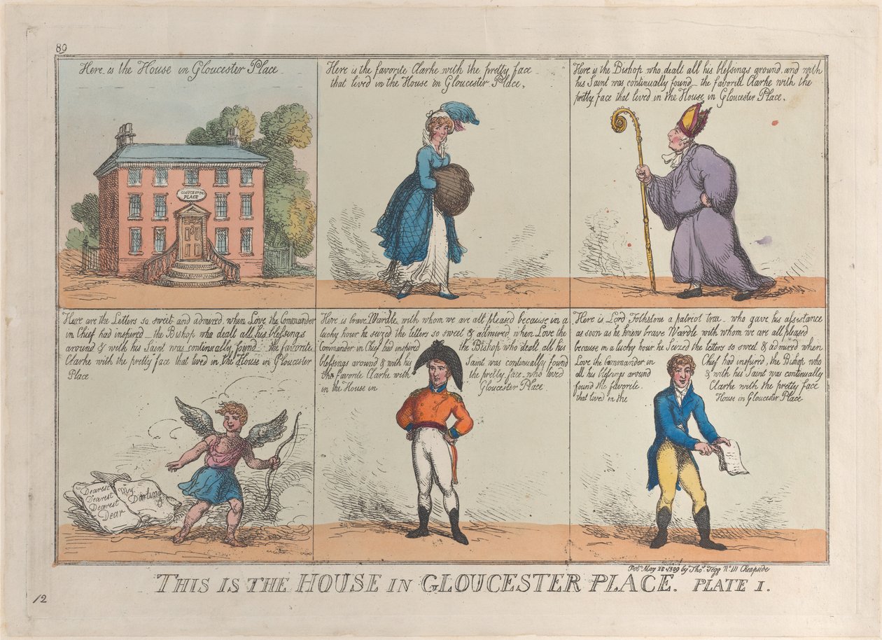 Toto je dům v Gloucester Place, Plate 1, 26. května 1809, 26. května 1809. od Thomas Rowlandson