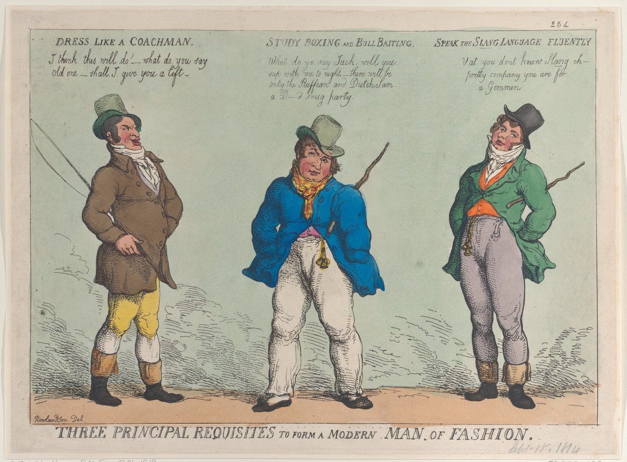 Tři hlavní požadavky k vytvoření moderního muže módy, 15. září 1814, 15. září 1814. od Thomas Rowlandson
