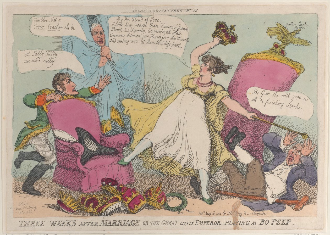 Tři týdny po svatbě aneb Velký malý císař hrající v Bo-Peep, 15. května..., 15. května 1810. od Thomas Rowlandson