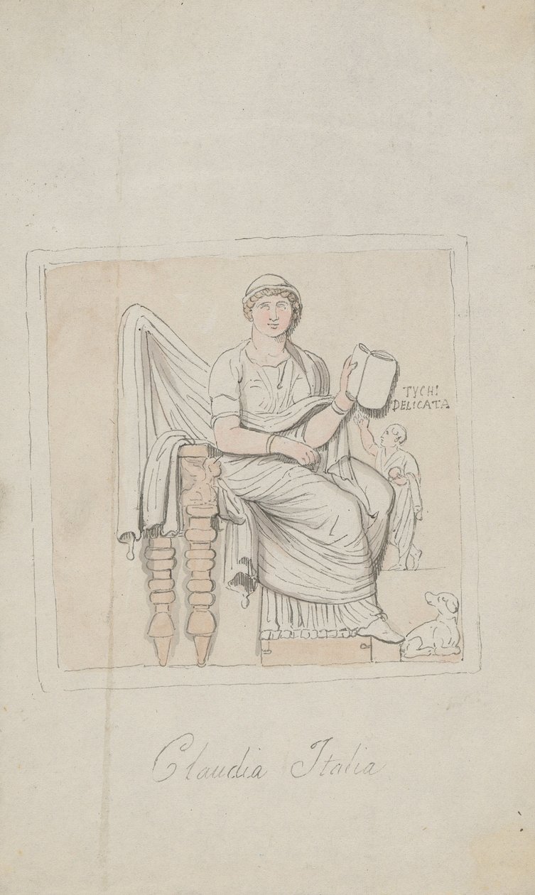 Tombstone, Claudia Italia jako alegorie hudby od Thomas Rowlandson