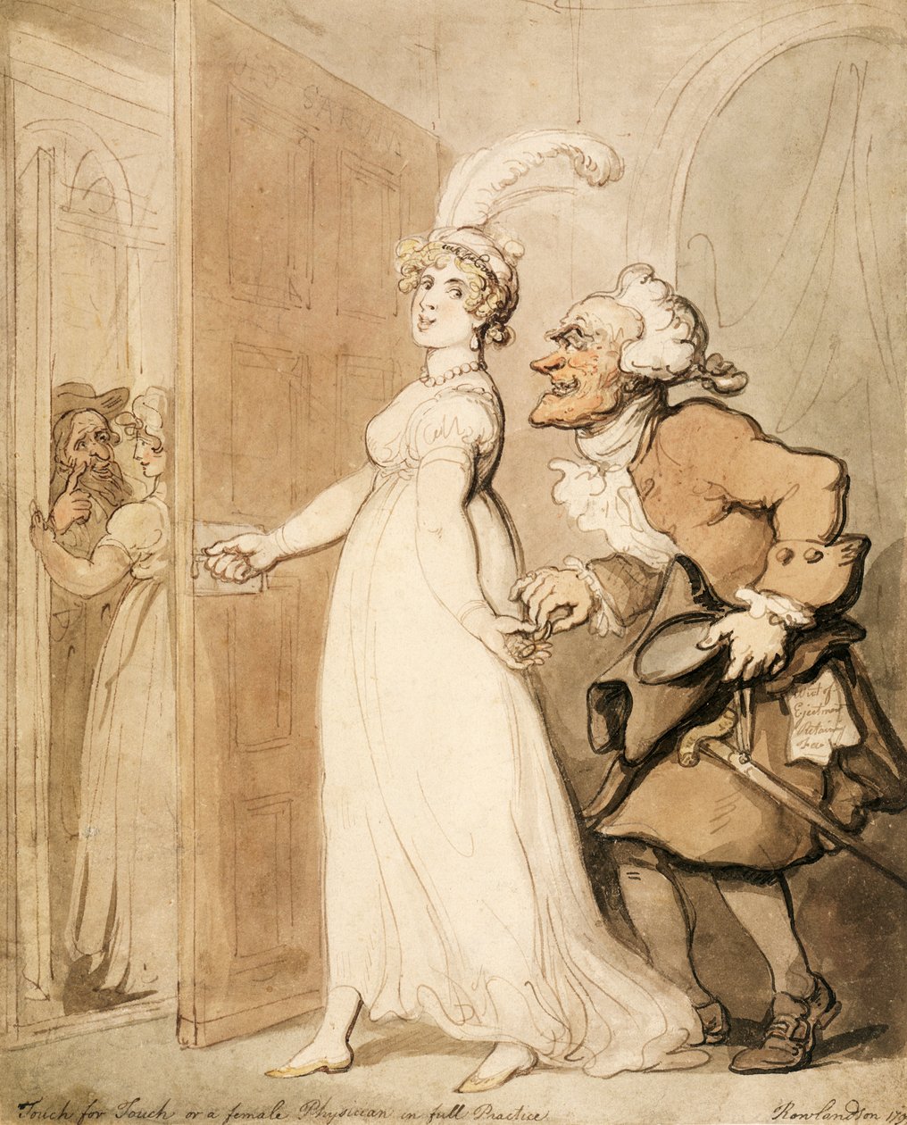 „Touch for Touch, aneb lékařka v plné praxi“, 90. léta 18. století od Thomas Rowlandson