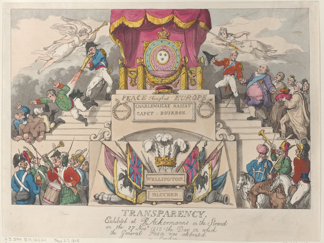 Transparency: Vystaveno u R. Ackermanna v Strand 27. listopadu ..., 27. listopadu 1815. od Thomas Rowlandson