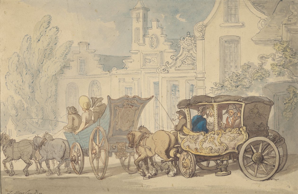 Dva autokary – cestujete po Francii od Thomas Rowlandson