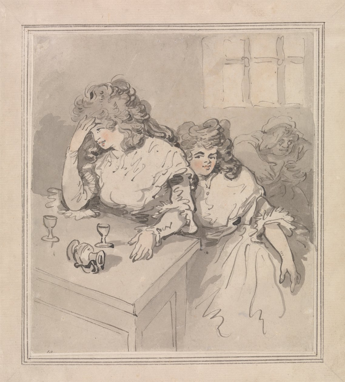 Dvě dívky naklánění od Thomas Rowlandson