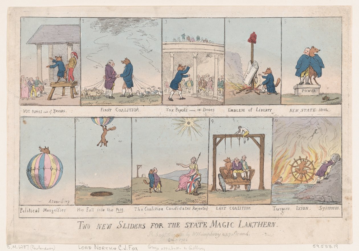 Dva nové diapozitivy pro státní kouzelnou lucernu, 29. prosince 1783, 29. prosince 1783. od Thomas Rowlandson