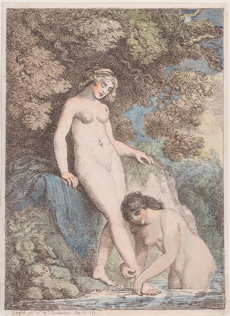 Dvě nymfy se koupou, jedna druhé myje nohu, 20. května 1799, 20. května 1799. od Thomas Rowlandson