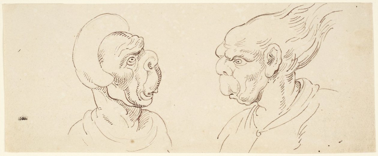 Dvě karikatury: mužské hlavy od Thomas Rowlandson