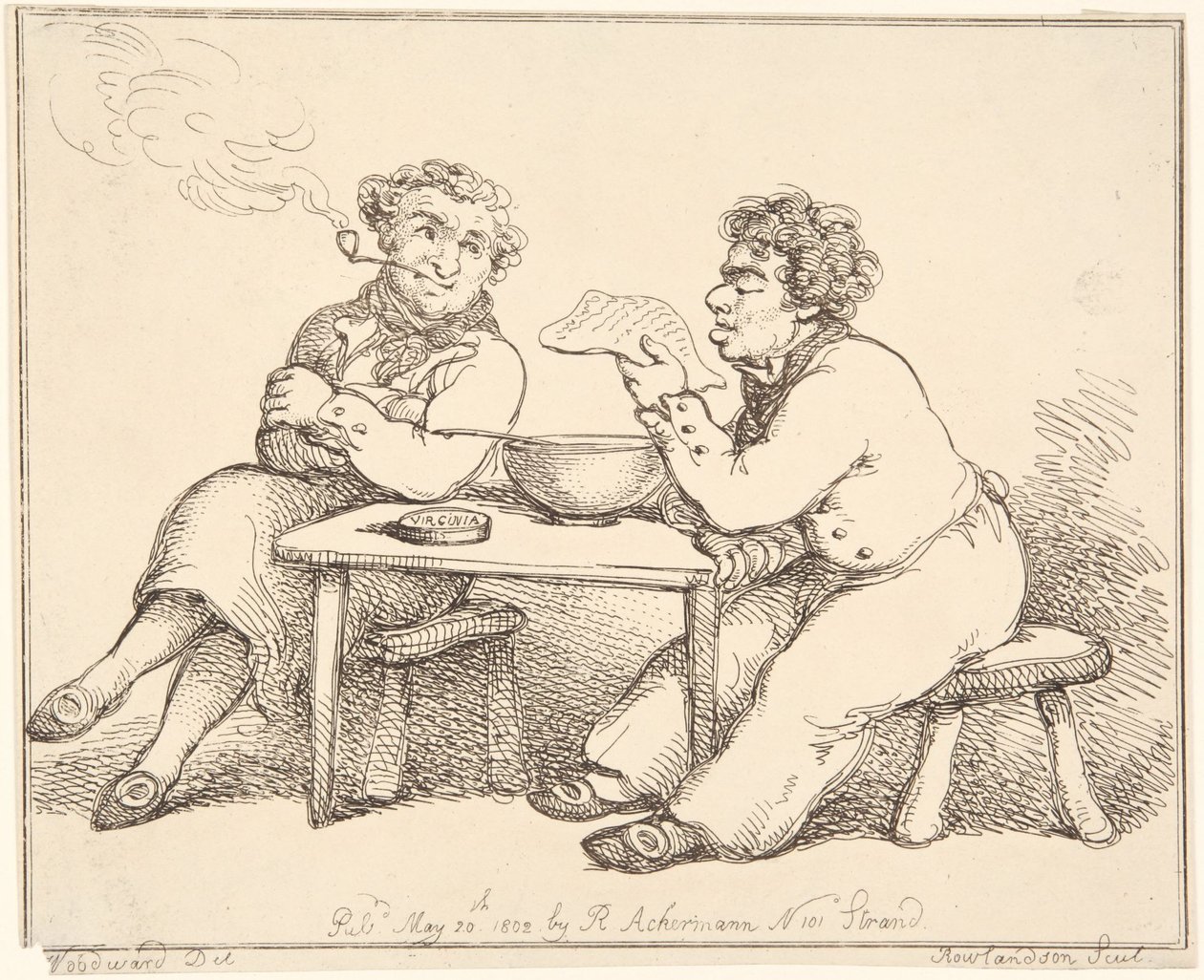 Dva muži u stolu od Thomas Rowlandson