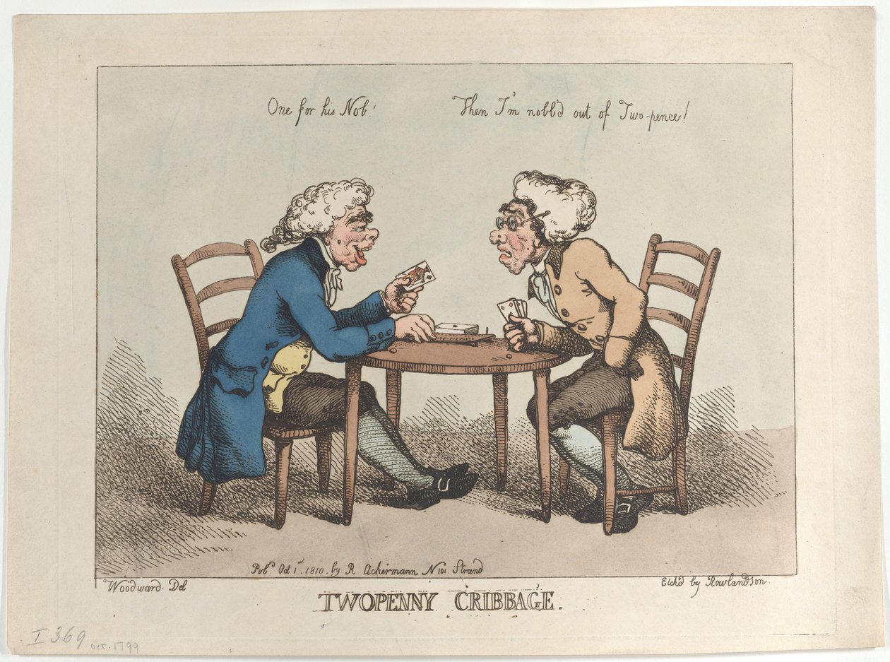 Twopenny Cribbage, [1. října 1799], znovu vydáno 1810., [1. října 1799], znovu vydáno 1810. od Thomas Rowlandson