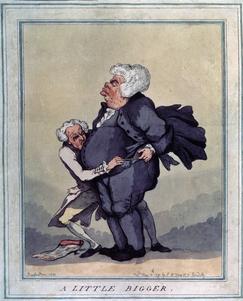 Trochu větší. Kresba Thomase Rowlandsona (1756-1827). Lept a akvarel, 41 x 31,9 cm od Thomas Rowlandson