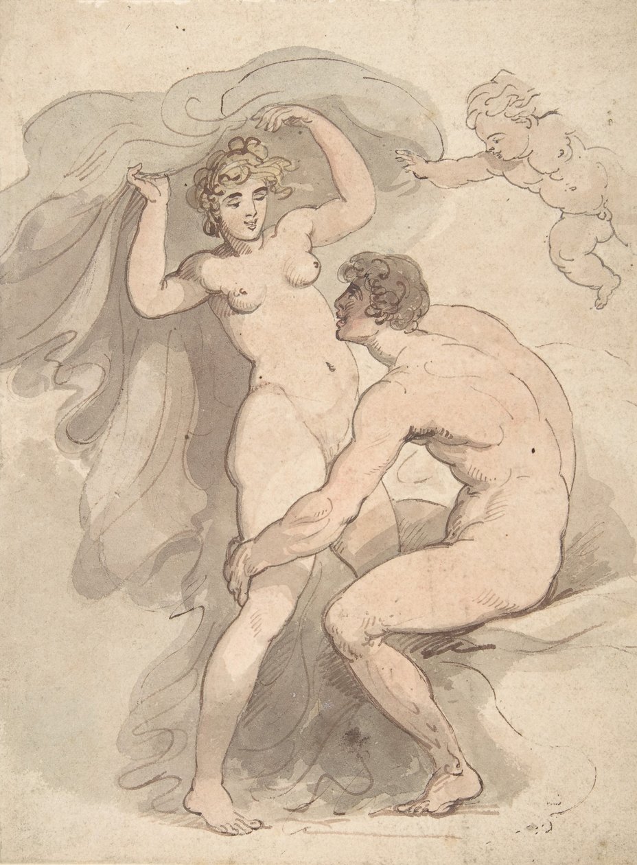 Venuše, Anchises a Cupid, 1780-1827. od Thomas Rowlandson