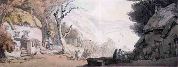 Pohled shora na Cliffs, the Mumbles, South Wales (pero, akvarel a tužka na papíře) od Thomas Rowlandson