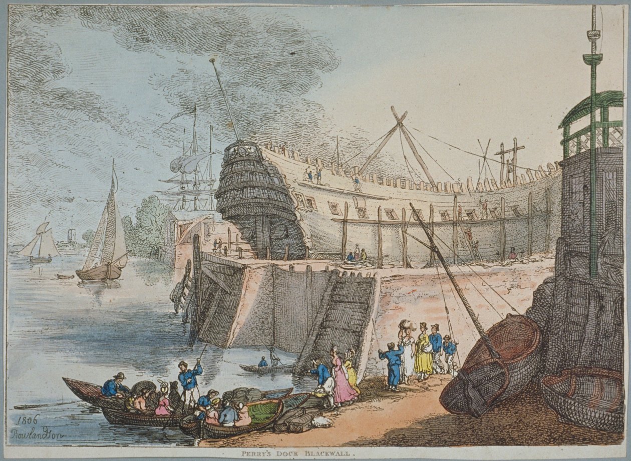 Pohled na Brunswick Dock od Thomas Rowlandson