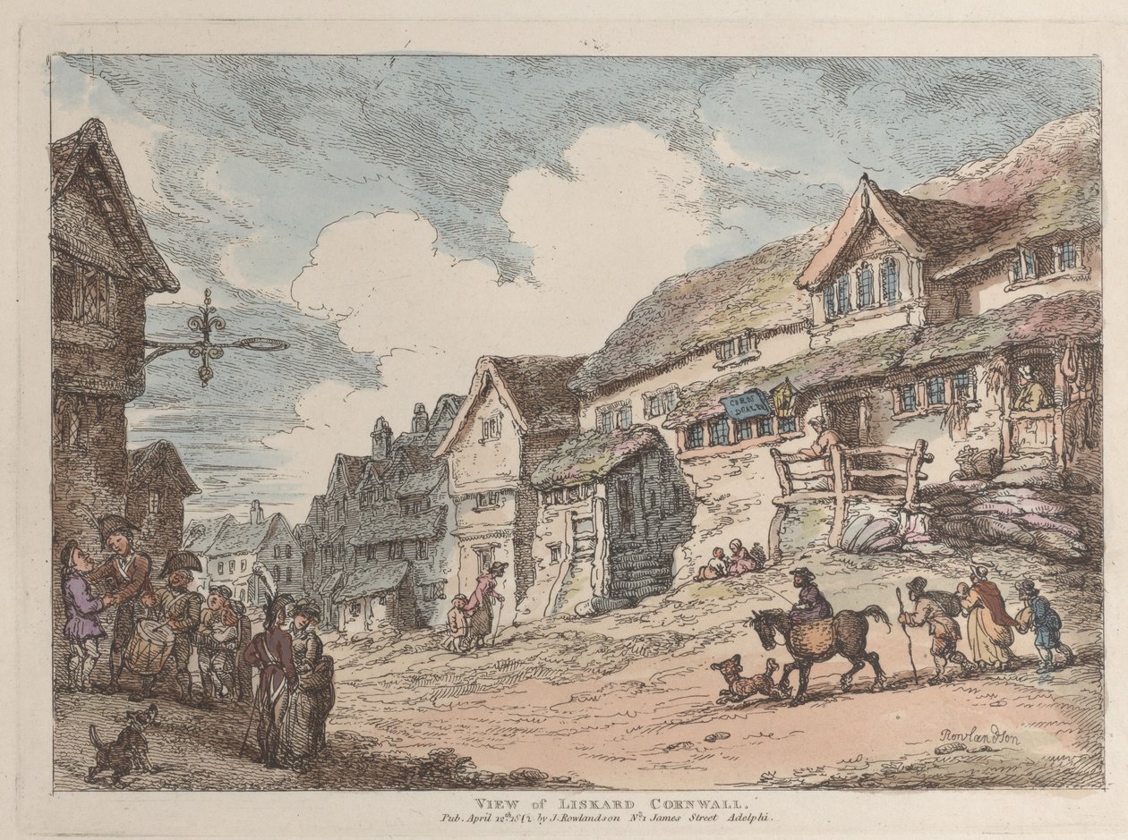 Pohled na Liskard v Cornwallu od Thomas Rowlandson