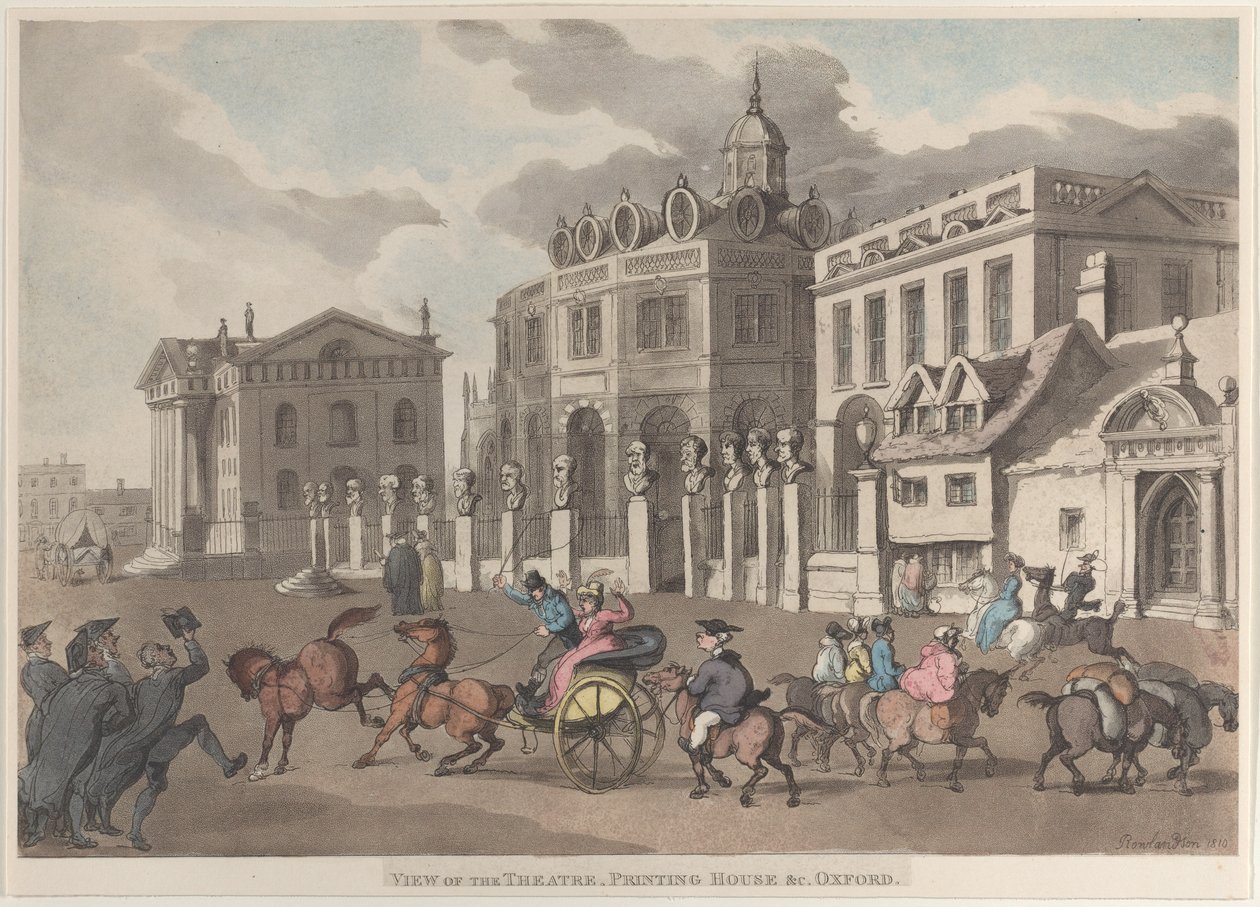 Pohled na divadlo, tiskárnu atd. Oxford, 1810, 1810. od Thomas Rowlandson