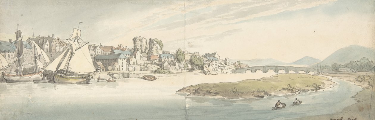 Pohled na město na řece Carwitham Castle, 1775-1827. od Thomas Rowlandson