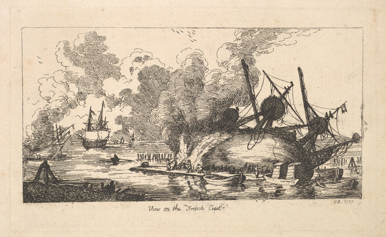 Pohled na francouzské pobřeží, 1787. od Thomas Rowlandson