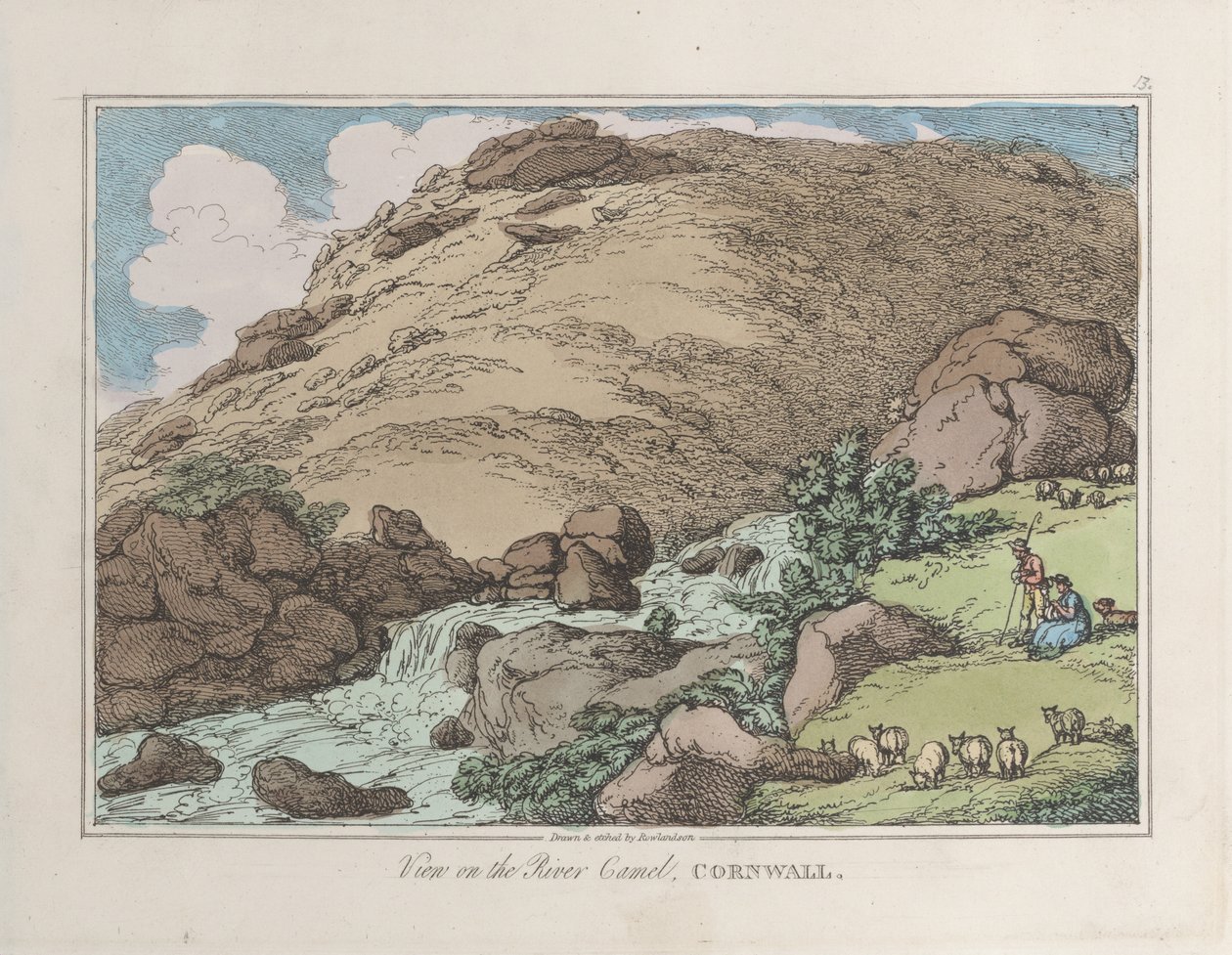 Pohled na řeku Camel, Cornwall od Thomas Rowlandson