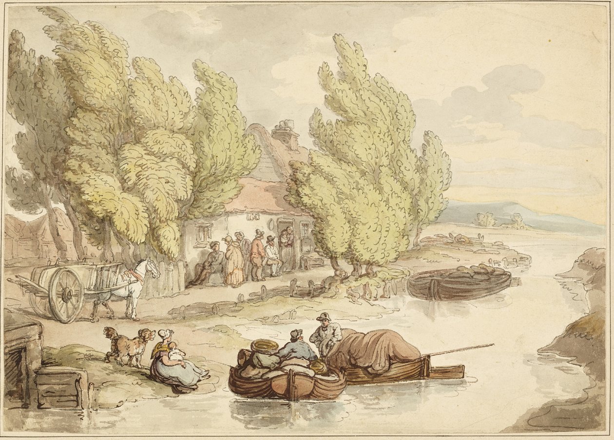 Vesnice na řece od Thomas Rowlandson