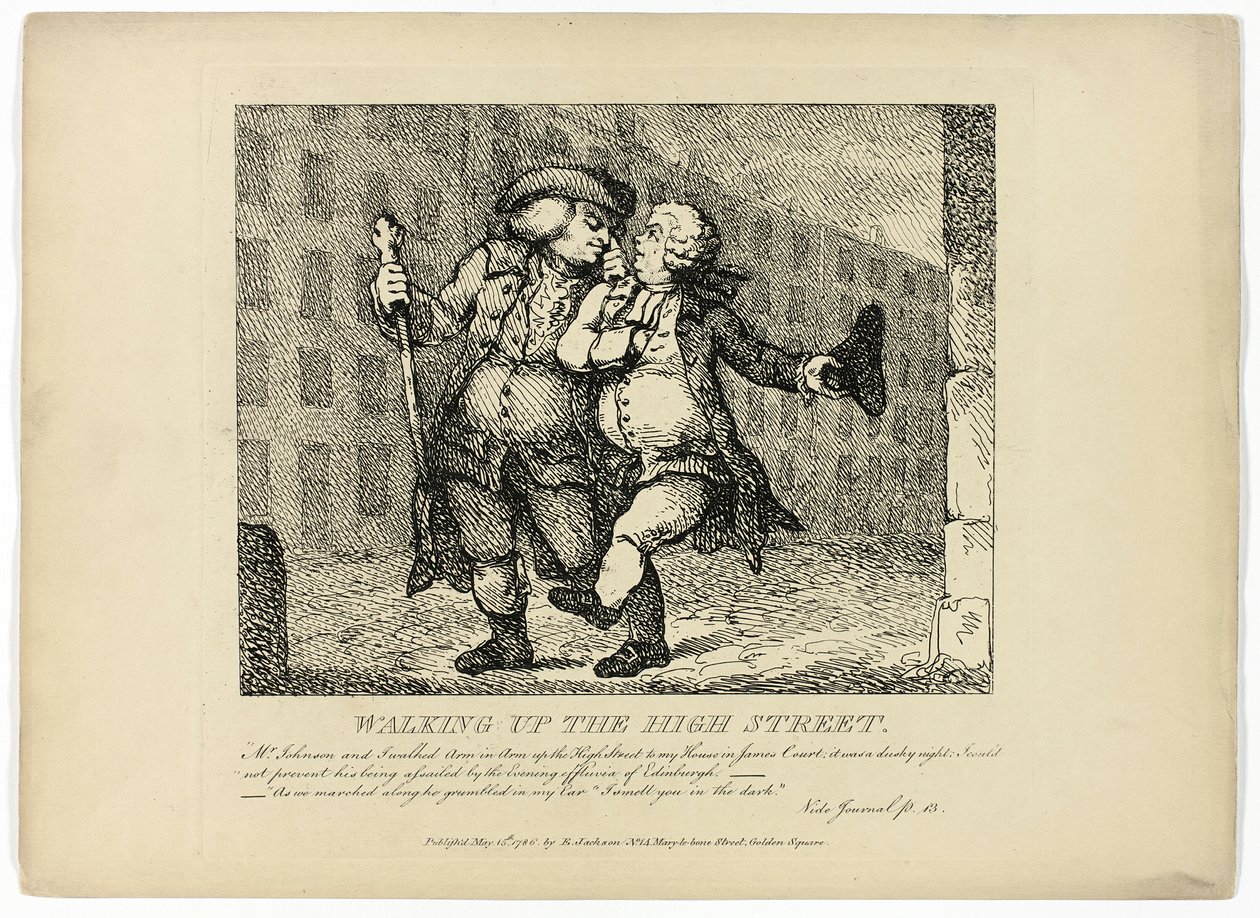 Procházka po High Street, z Boswellovy Cesty po Hebridách od Thomas Rowlandson