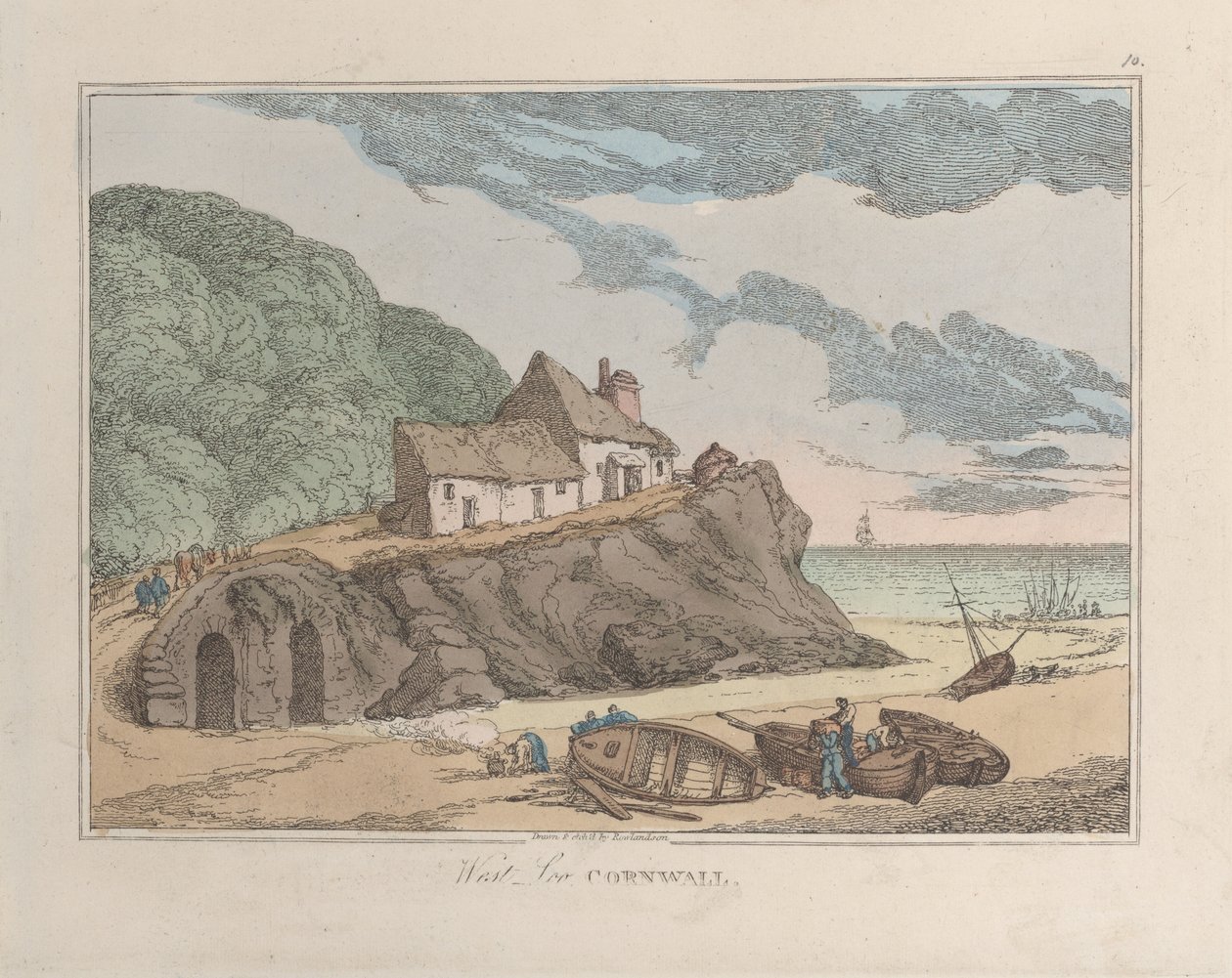 West Loo, Cornwall od Thomas Rowlandson