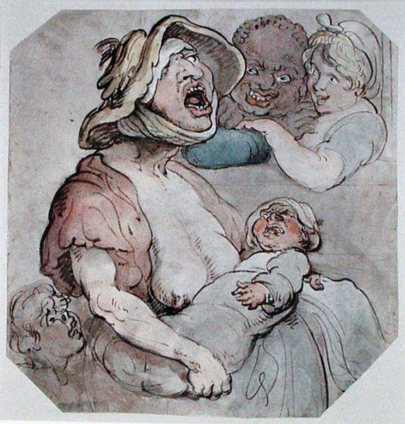 Wet Nurse Interrupted (akvarel na papíře) od Thomas Rowlandson