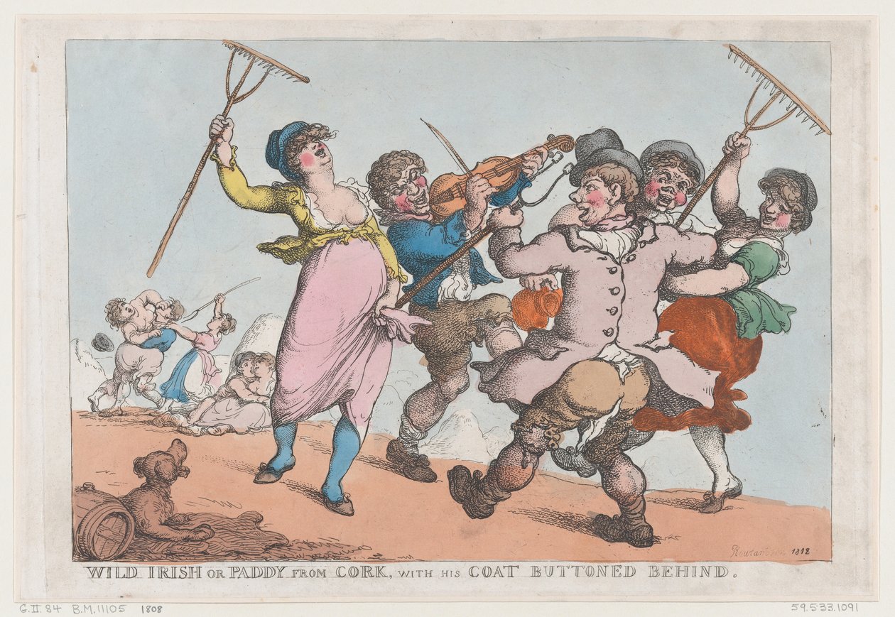 Divoký Ir nebo Paddy z Corku se svým kabátem zapnutým vzadu, 1818., 1818. od Thomas Rowlandson