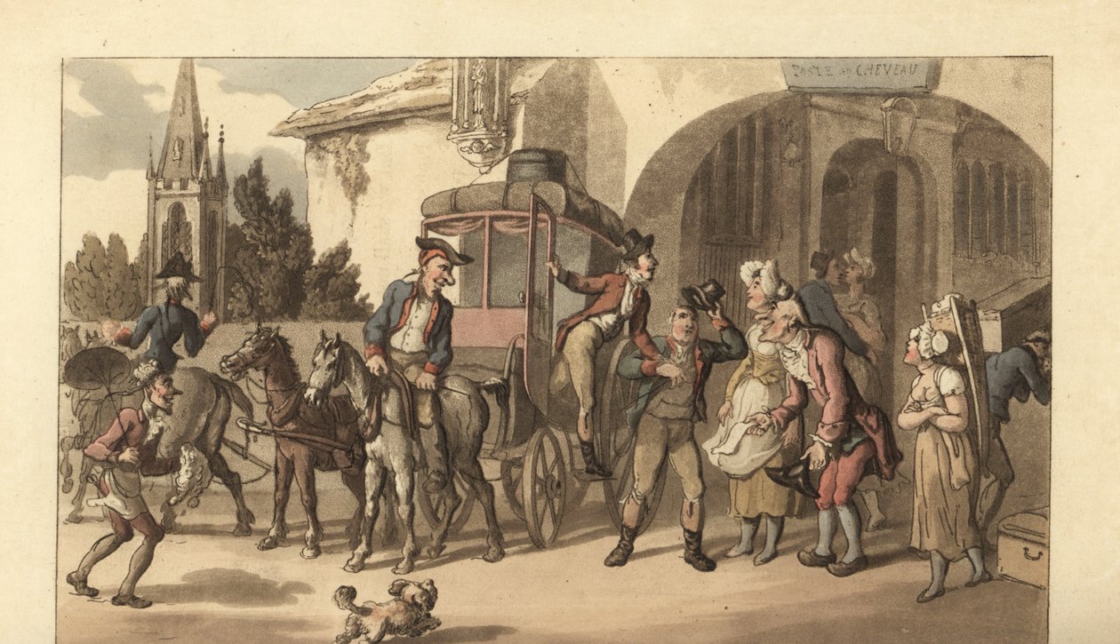Mladý anglický gentleman přijíždějící do francouzské pošty od Thomas Rowlandson