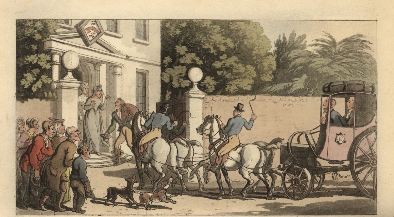 Mladý anglický gentleman přijíždějící zpět domů po Grand Tour od Thomas Rowlandson