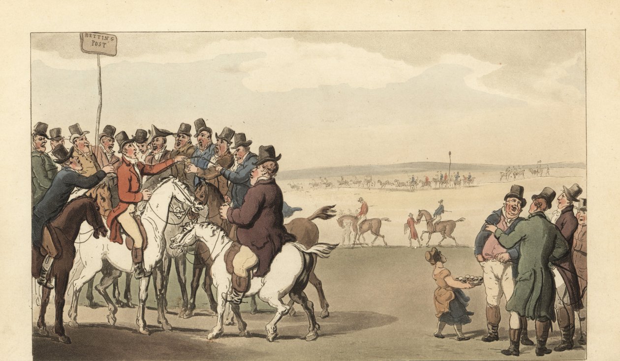 Mladý anglický gentleman hazardní hry na závodní dráze Newmarket od Thomas Rowlandson