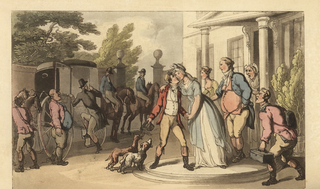 Mladý anglický gentleman opouští svou rodinu a jede na Grand Tour od Thomas Rowlandson
