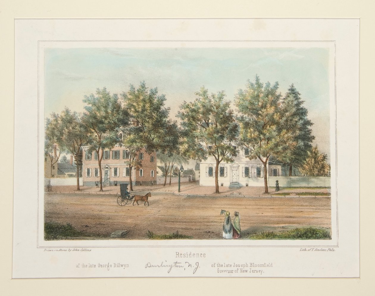 Rezidence / zesnulého George Dillwyna / zesnulého Josepha Bloomfielda (Burlington, NJ), ze 14 pohledů na Burlington od Thomas S. Sinclair