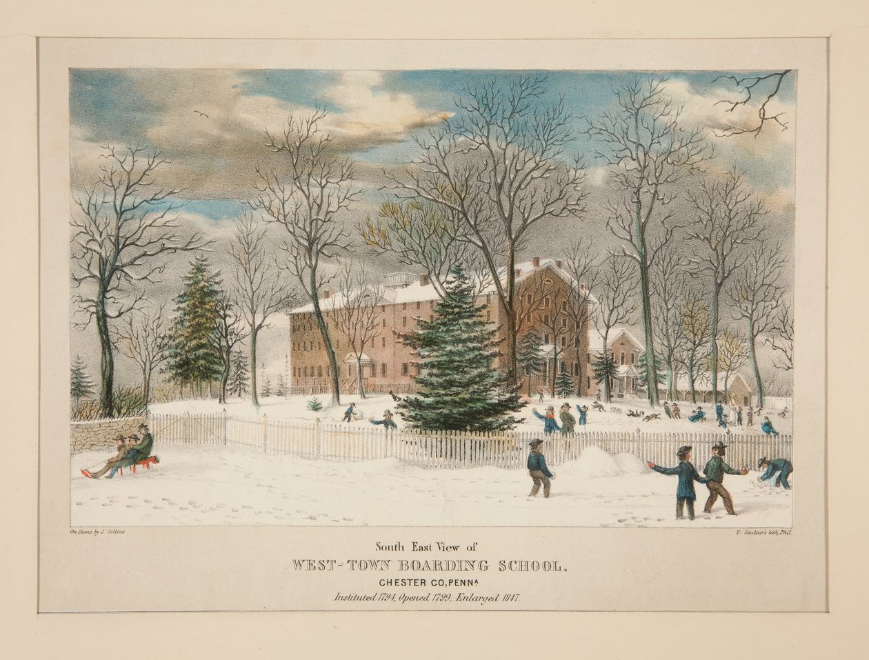 West-Town Boarding School (jihovýchodní pohled), Chester Co., Pa. od Thomas S. Sinclair