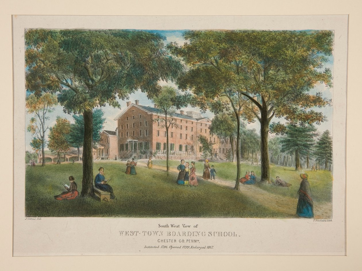 West-Town Boarding School (jihozápadní pohled), Chester County, Pa. od Thomas S. Sinclair