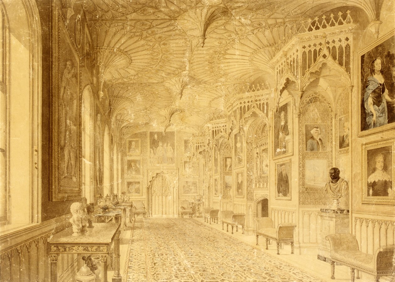 Long Gallery v Strawberry Hill, Twickenham (tisk) od Thomas Sandby