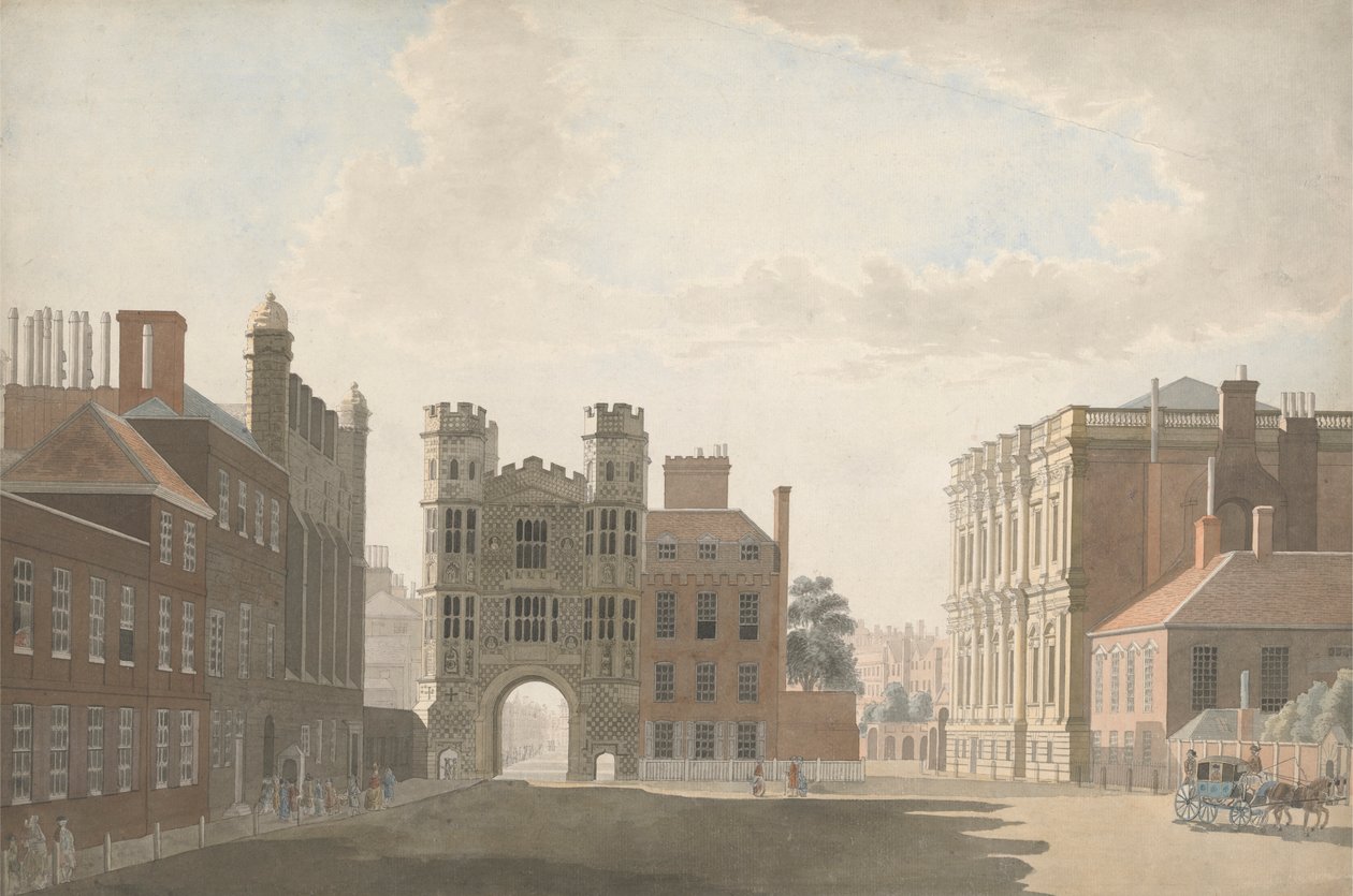 Whitehall zobrazující Holbeinovu bránu a hodovní síň od Thomas Sandby