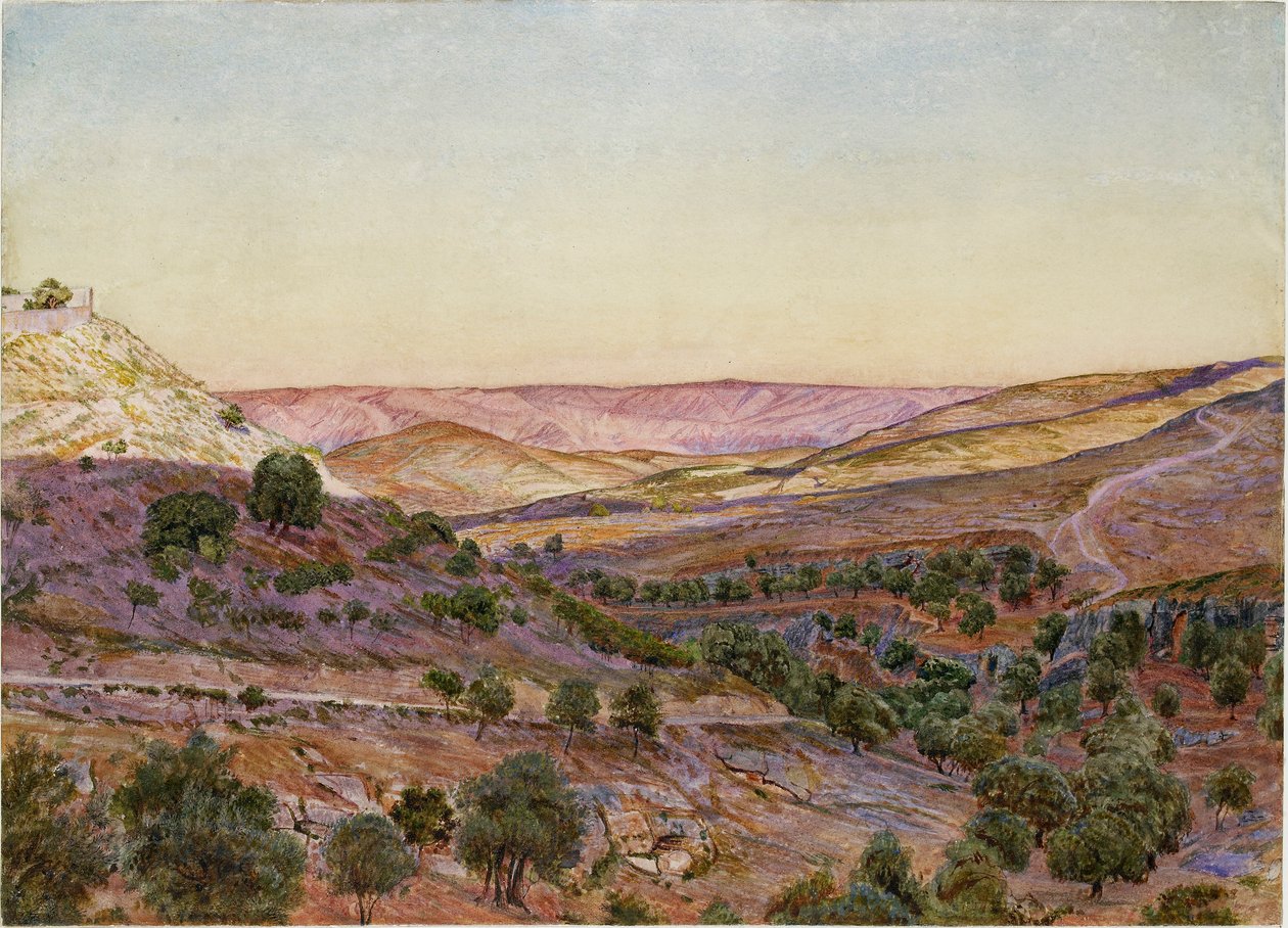 Moabské kopce a údolí Hinnom, 1854 od Thomas Seddon