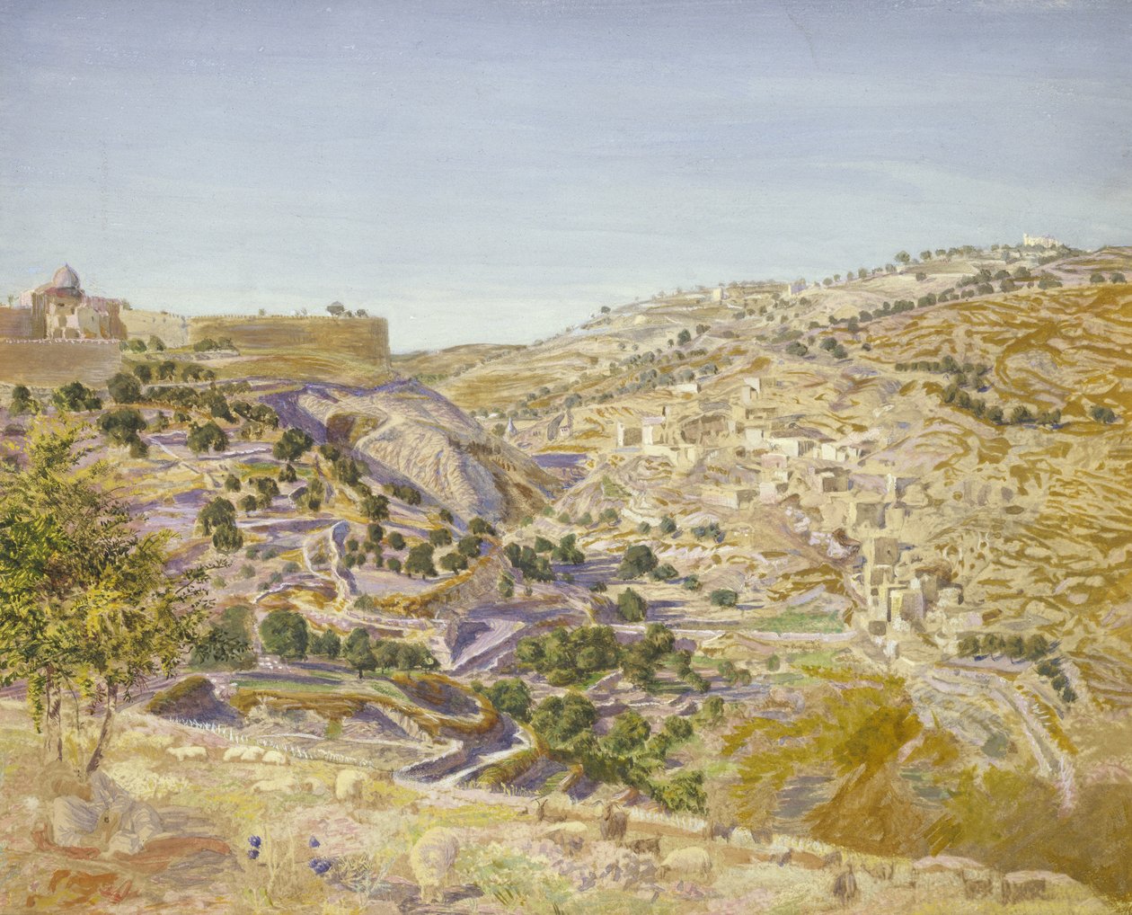 Pohled na Jeruzalém, 1854 (akvarel na papíře) od Thomas Seddon