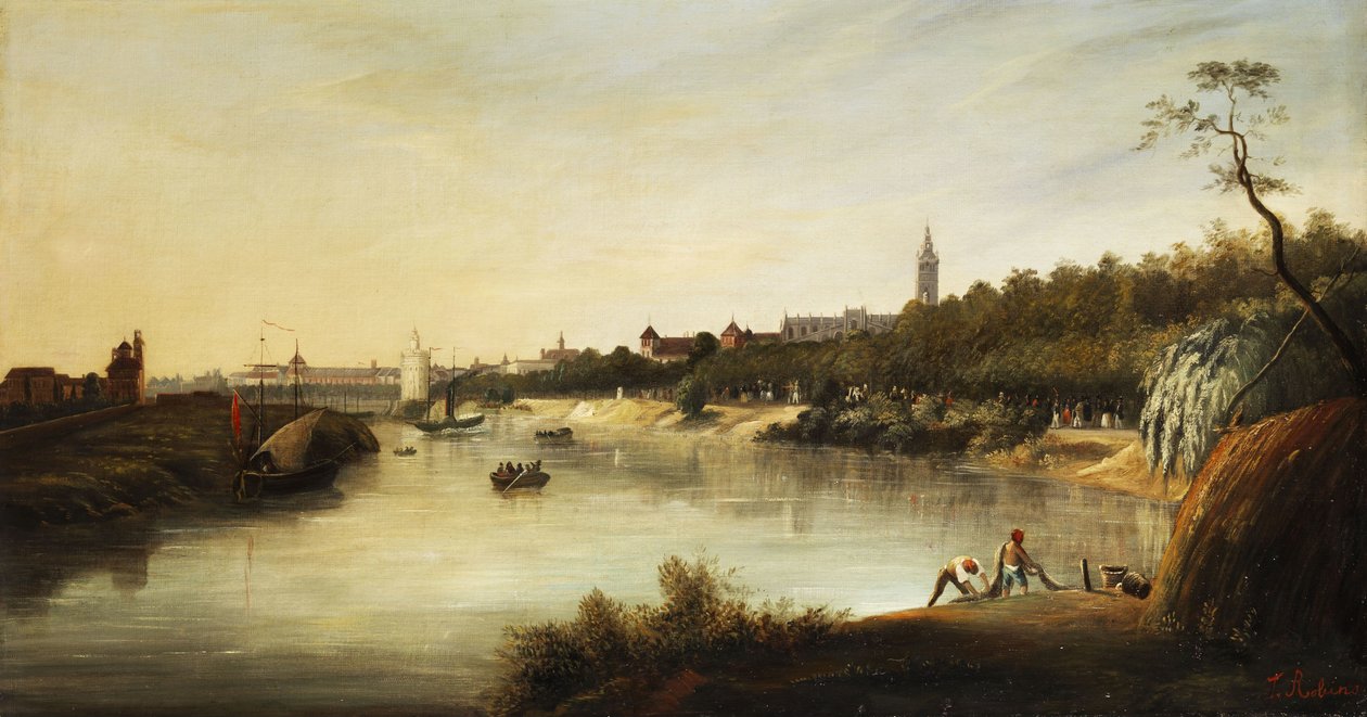 Pohled na anglické (?) město od Thomas Sewell Robins