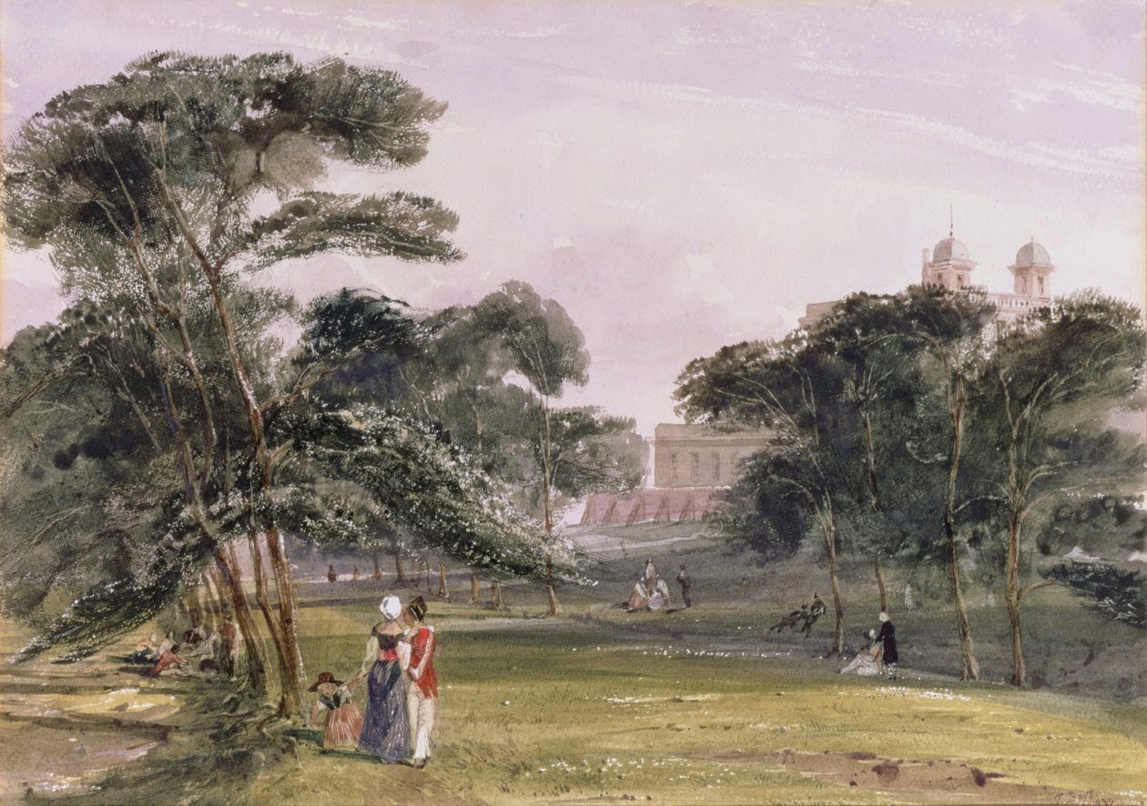 Figurky v parku pod observatoří, Greenwich, kolem roku 1850 (akvarel) od Thomas Shotter Boys
